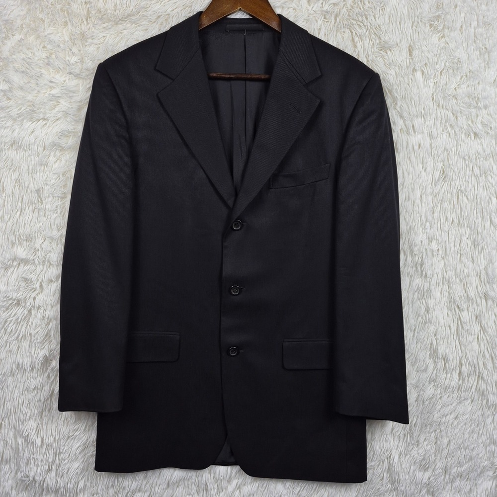 Vtg Gianni Versace Couture Mens Black Wool Silk 3 Button Blazer Sport Coat 40R